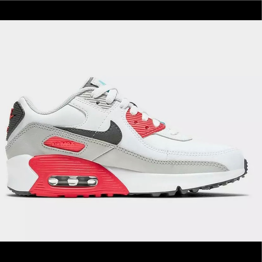 Nike Air Max 90 LTR White Grey Blue GS Mens CD6864 - Picture 3 of 8